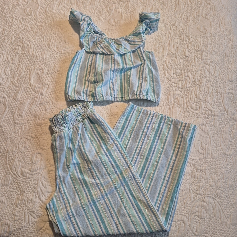 Haute Hippie girls size Large sleeveless top and wide leg pants 2 piece VGUC